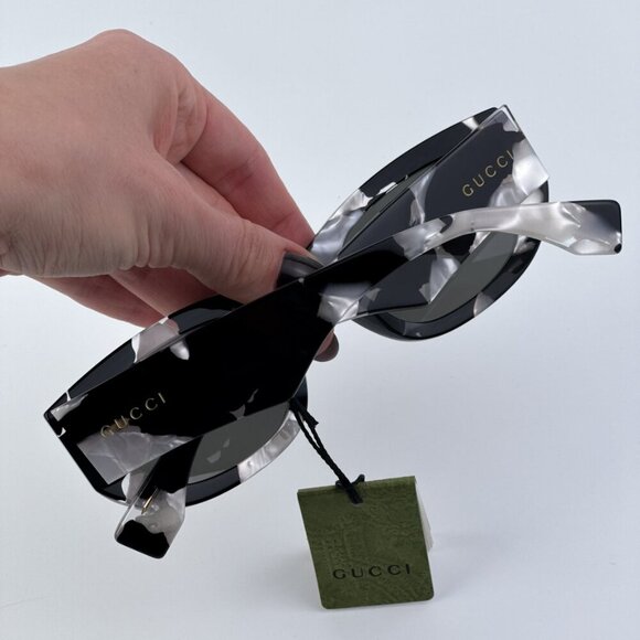 Gucci GG1627S 002 BRAND NEW Sunglasses Black Havana Grey Oval Unisex - Picture 3 of 9